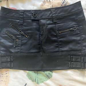 Guess black jeans mini skirt xs